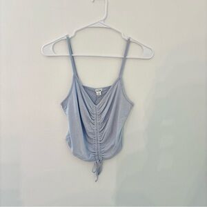 garage pastel blue ruched crop top